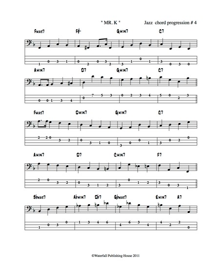 bass chords - the major scale Book III standard lines bass tab .