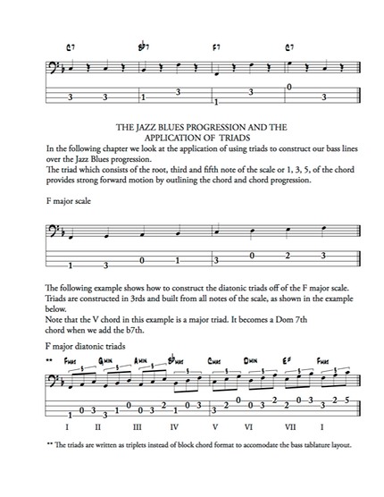Book I The blues in 12 keys - Bass chords in  Tab 